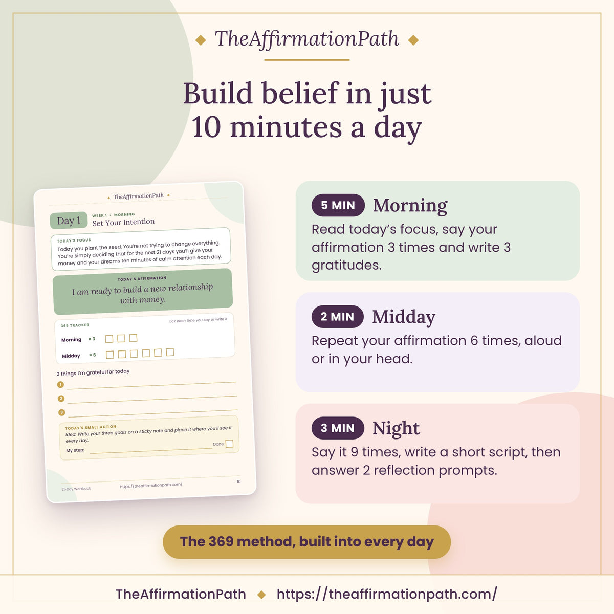 21-Day Money & Dream Life Manifestation Workbook: build belief in just 10 minutes a day with the 369 method