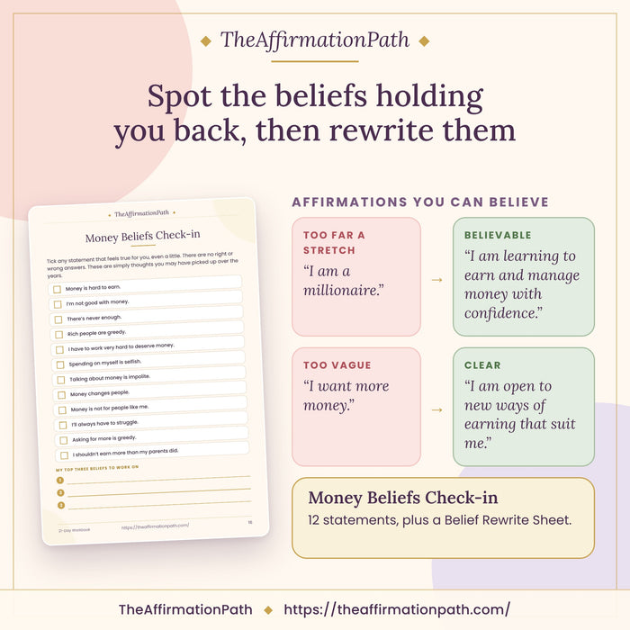 21-Day Money & Dream Life Manifestation Workbook: spot the money beliefs holding you back, then rewrite them