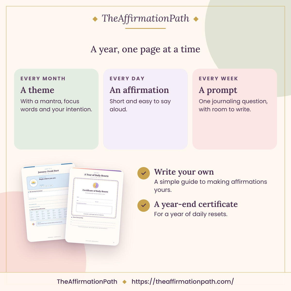 Daily Reset: 365 Affirmations: A year, one page at a time, with sample pages