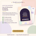 Law of Attraction Scripting Workbook printable PDF cover: 30 daily prompts, 30 sample scripts, 5 focused templates and evidence log & monthly review