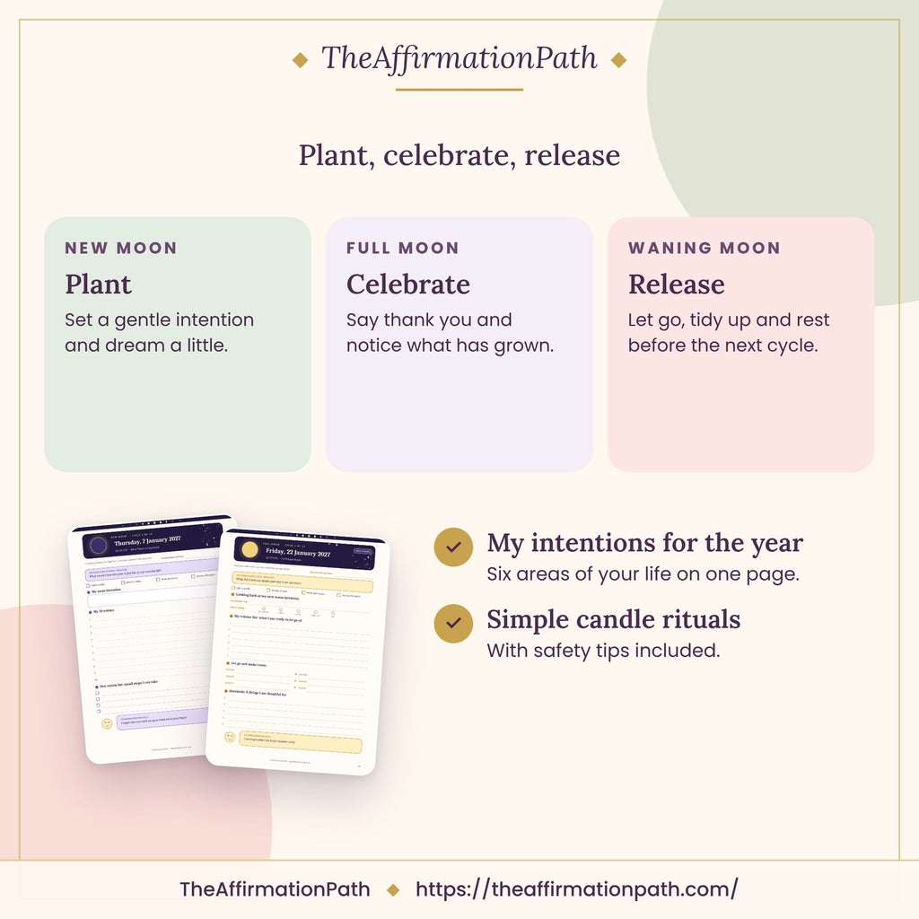 Moon Ritual Planner 2027: Plant, celebrate, release, with sample pages