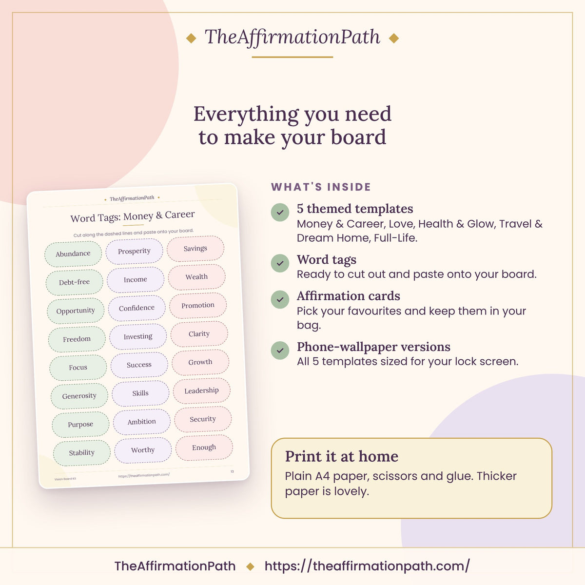 Inside the Printable Vision Board Kit: Everything you need to make your board