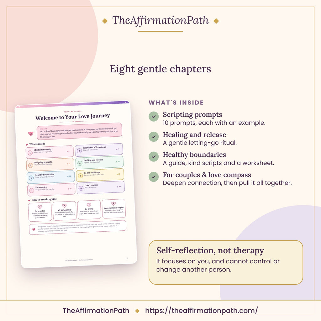 Inside the Relationship & Love Manifestation Guide: Eight gentle chapters