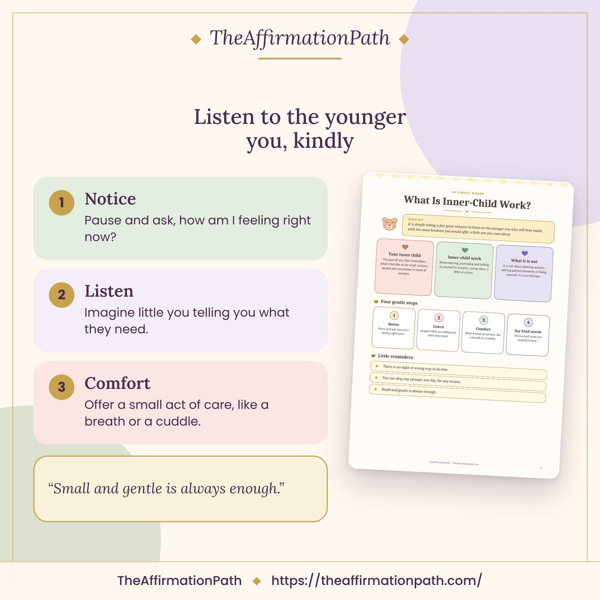 Self-Love & Inner Child Healing Journal: Listen to the younger you, kindly, with a sample page
