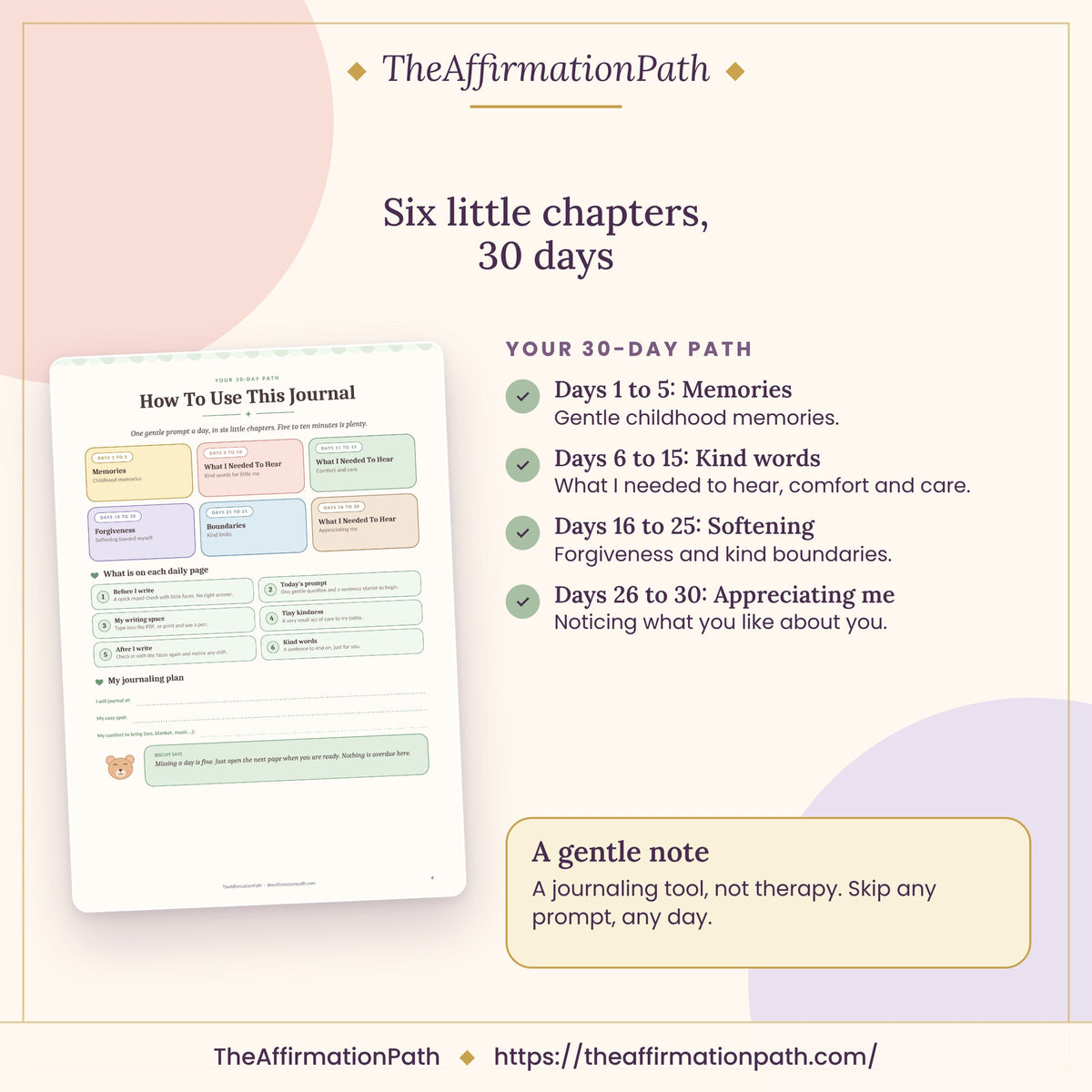 Inside the Self-Love & Inner Child Healing Journal: Six little chapters, 30 days