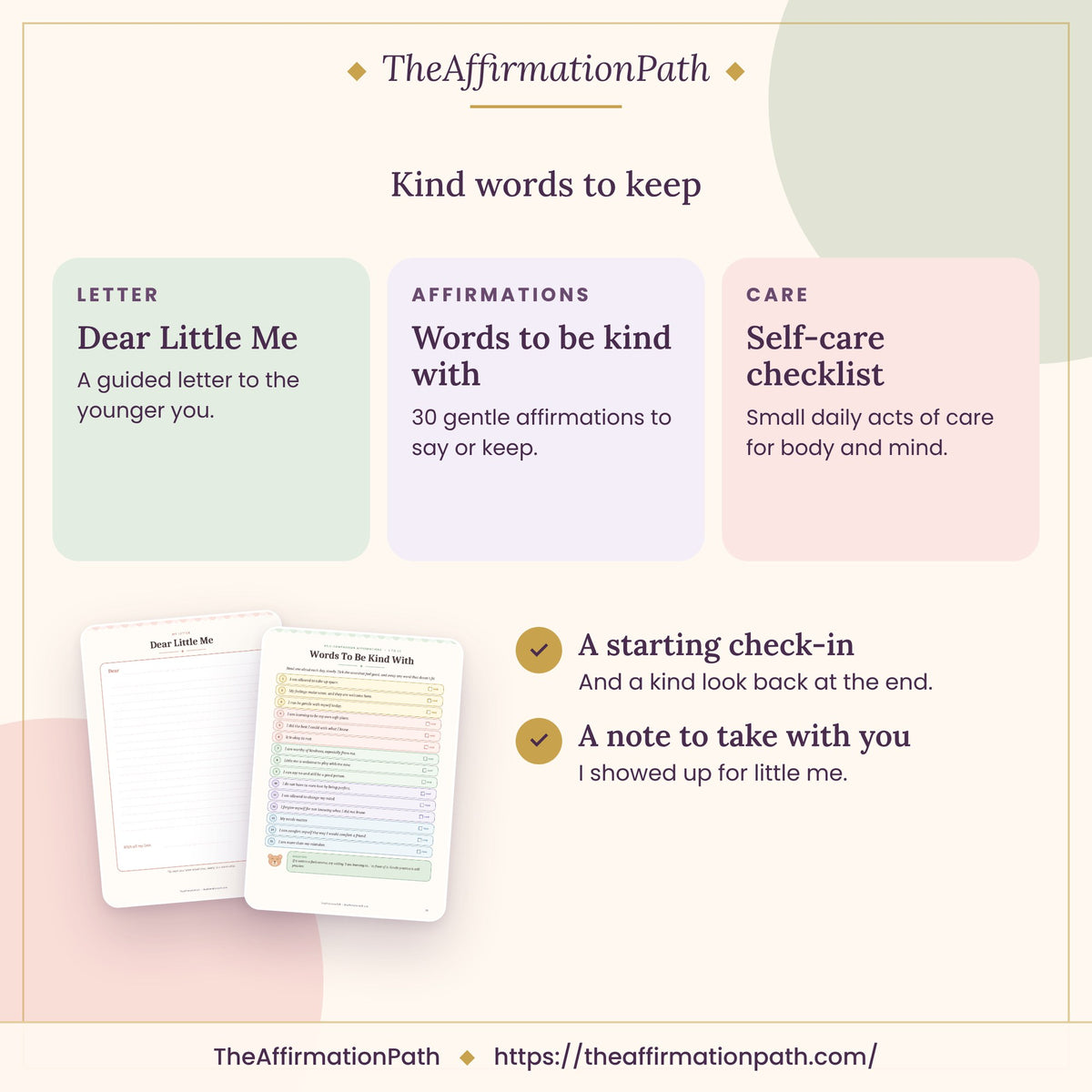 Self-Love & Inner Child Healing Journal: Kind words to keep, with sample pages